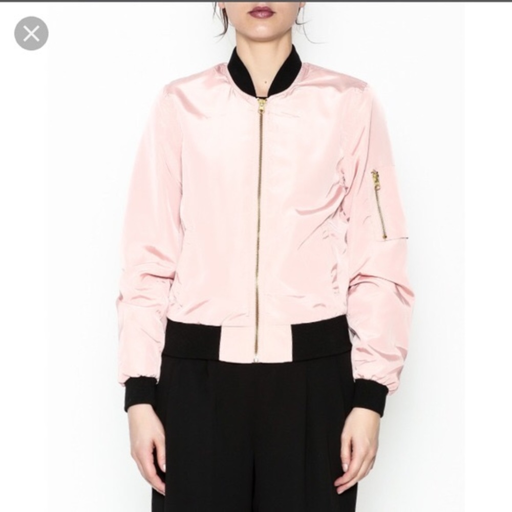 🔺SOLD🔺 Pink Satin Bomber Jacket